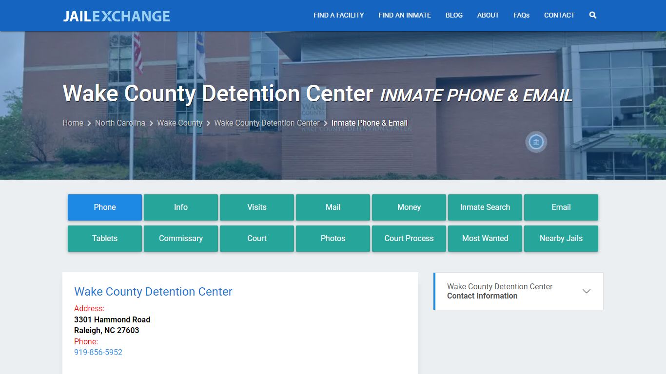 Inmate Phone - Wake County Detention Center, NC - Jail Exchange