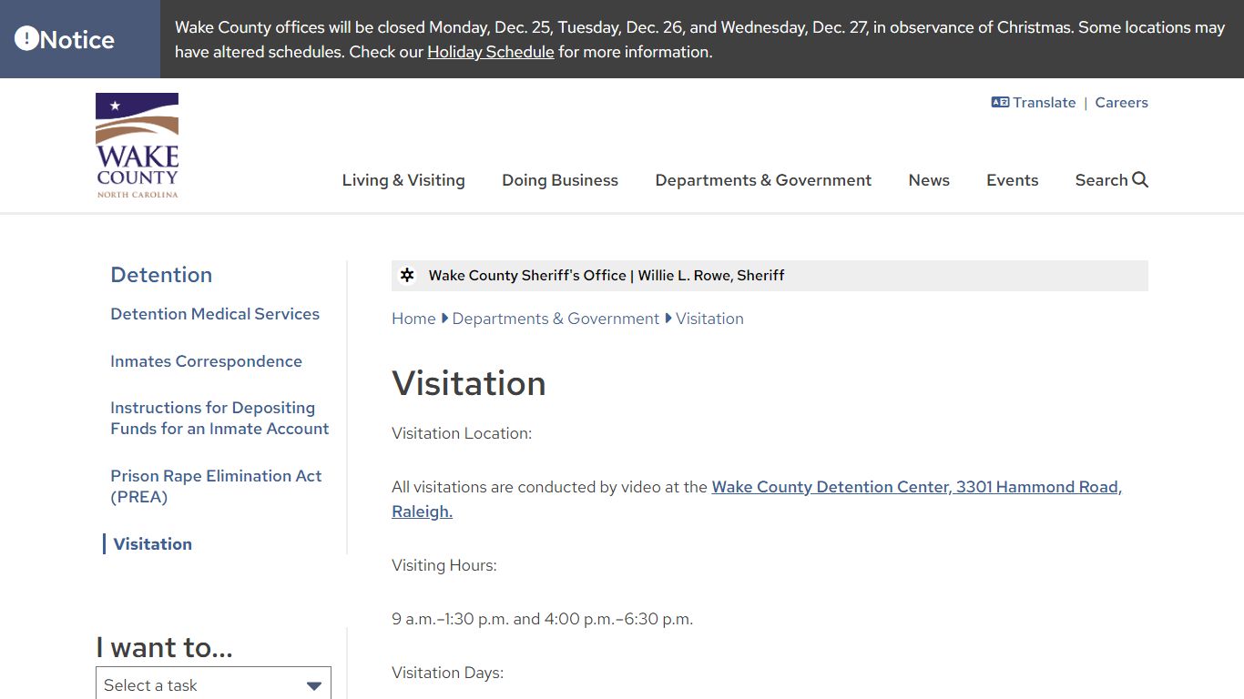 Visitation | Wake County Government